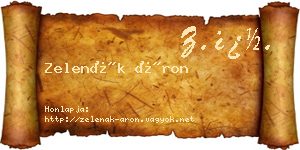 Zelenák Áron névjegykártya